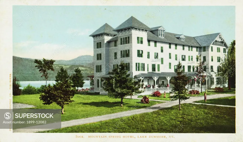 Mountain Spring Hotel, Lake Dunmore, VT. Postcard. ca. 1904, Mountain Spring Hotel, Lake Dunmore, VT. Postcard 