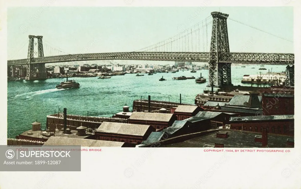 New York, and Williamsburg Bridge Postcard. 1904, New York, and Williamsburg Bridge Postcard 
