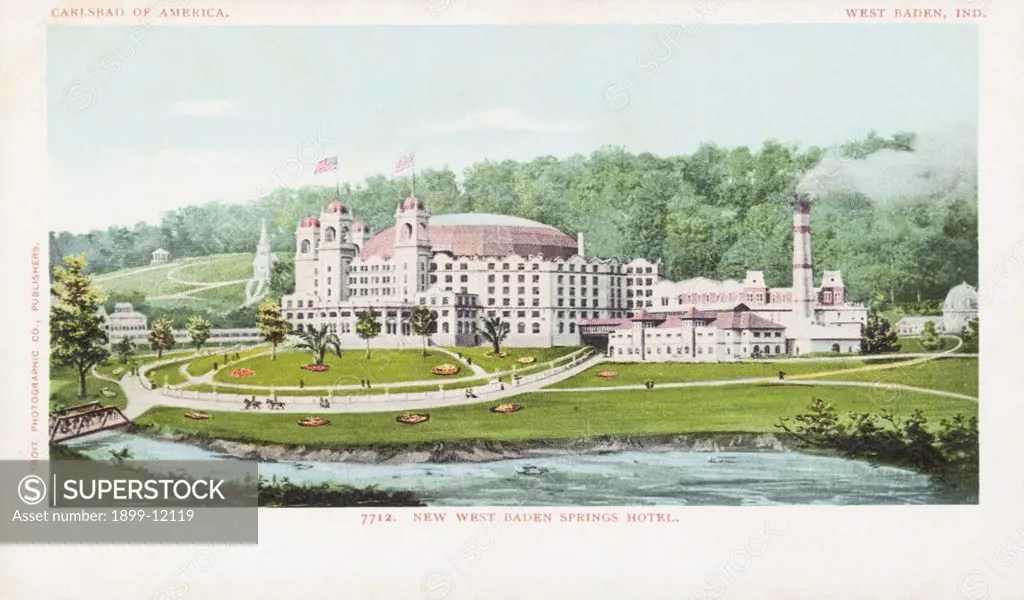 New West Baden Springs Hotel Postcard. ca. 1888-1905, New West Baden Springs Hotel Postcard 