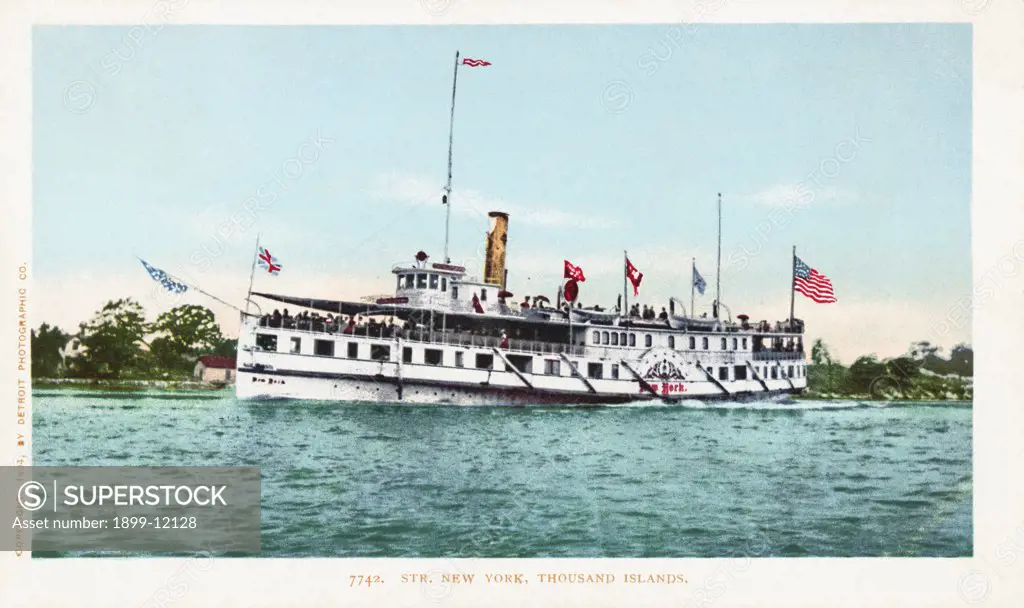 Str. New York, Thousand Islands Postcard. 1904, Str. New York, Thousand Islands Postcard 