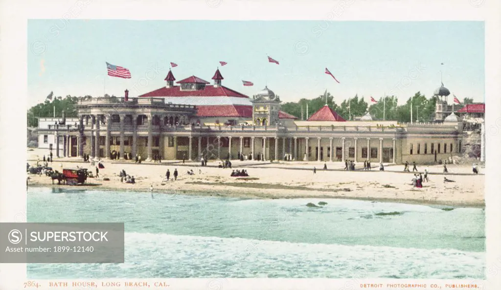 Bath House, Long Beach, Cal Postcard. ca. 1888-1905, Bath House, Long Beach, Cal Postcard 
