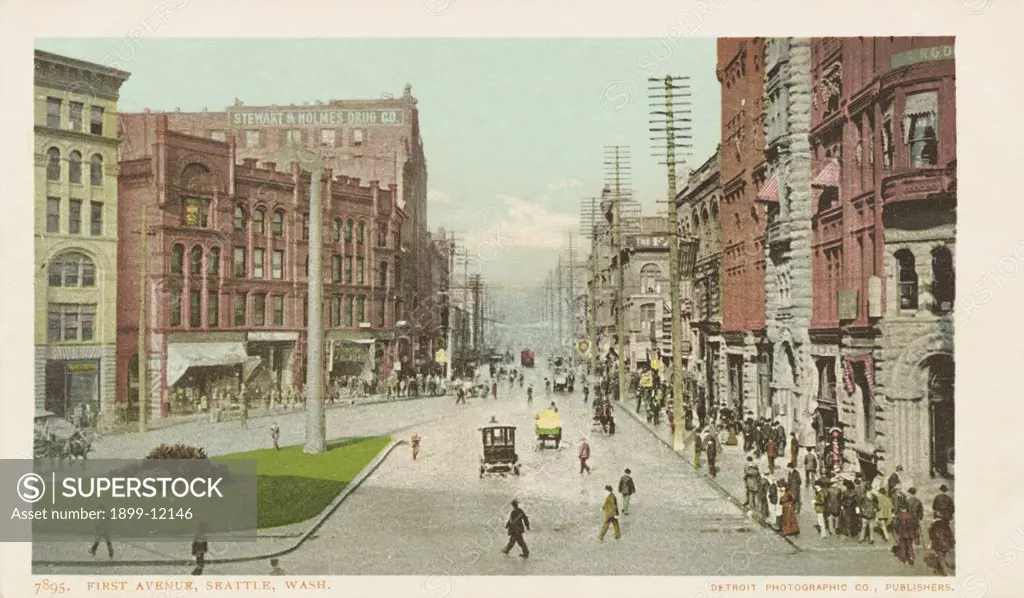 First Avenue, Seattle, Wash. Postcard. 1904, First Avenue, Seattle, Wash. Postcard 