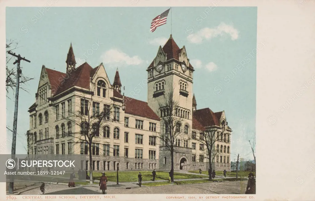 Central High School, Detroit, Mich. Postcard. 1904, Central High School, Detroit, Mich. Postcard 