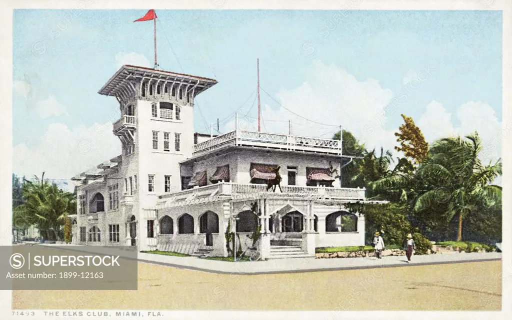 The Elks Club, Miami, Fla. Postcard. ca. 1915-1925, The Elks Club, Miami, Fla. Postcard 