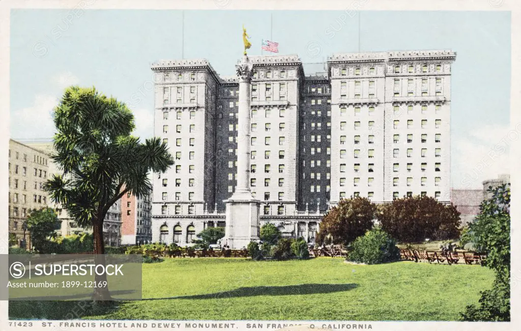 St. Francis Hotel and Dewey Monument, San Francisco, California Postcard. ca. 1915-1925, St. Francis Hotel and Dewey Monument, San Francisco, California Postcard 