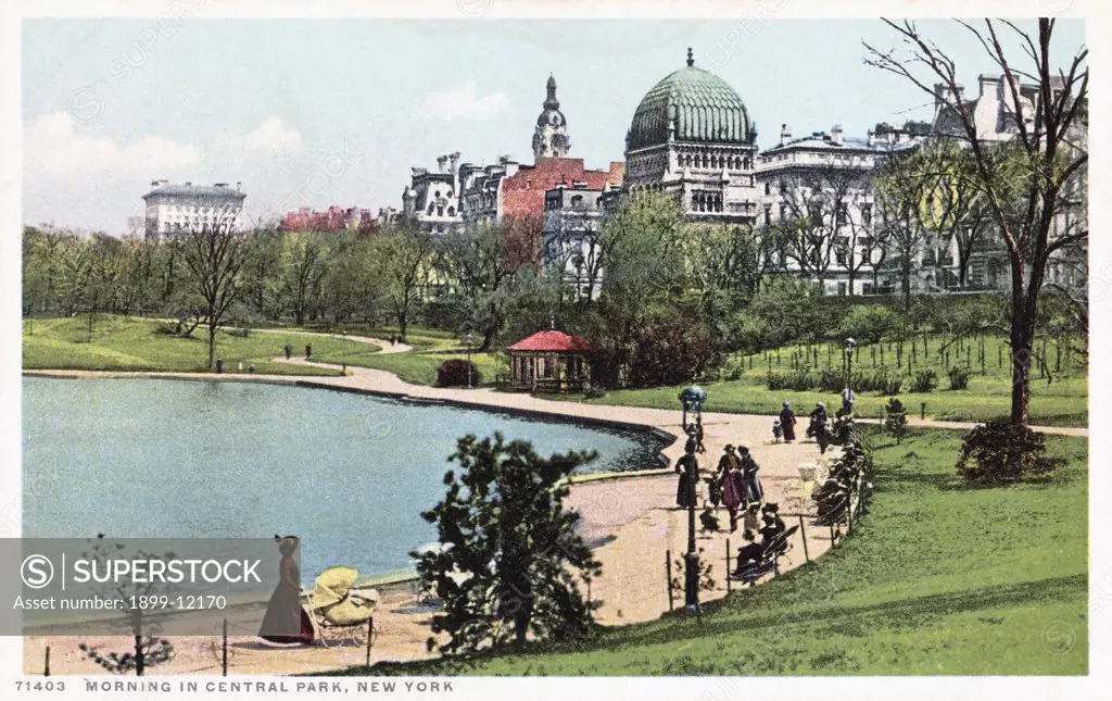 Morning in Central Park, New York Postcard. ca. 1915-1925, Morning in Central Park, New York Postcard 