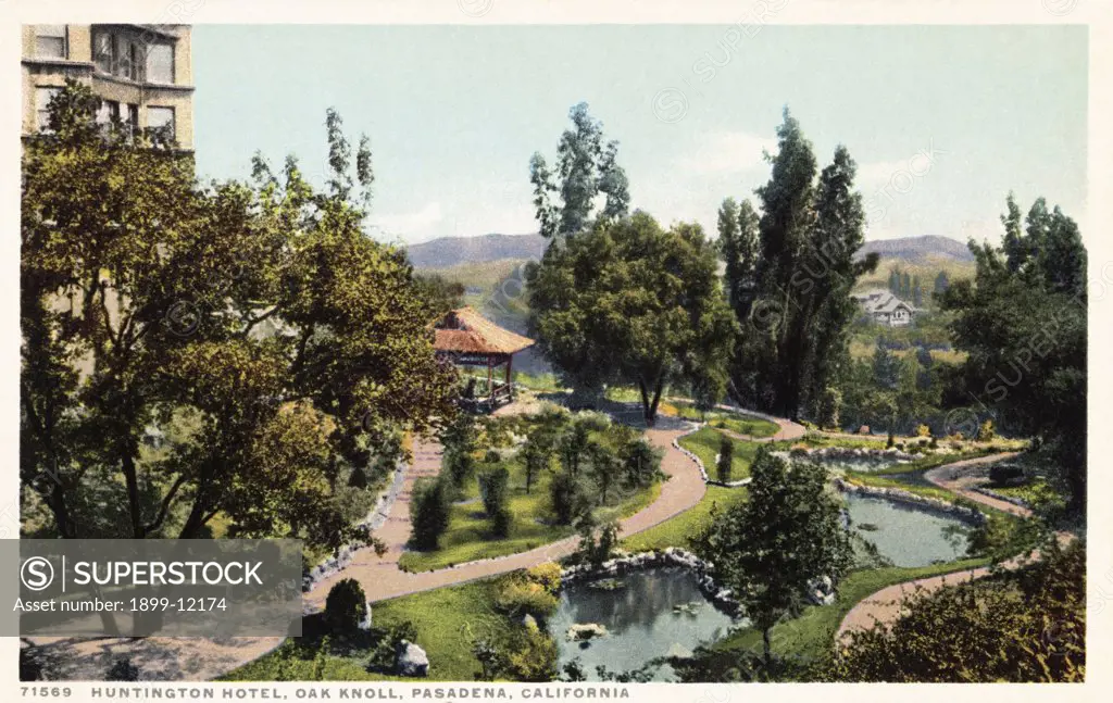 Huntington Hotel, Oak Knoll, Pasadena, California Postcard. ca. 1915-1925, Huntington Hotel, Oak Knoll, Pasadena, California Postcard 
