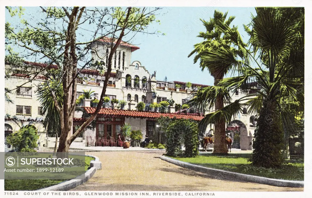 Court of the Birds, Glenwood Mission Inn, Riverside, California Postcard. ca. 1915-1925, Court of the Birds, Glenwood Mission Inn, Riverside, California Postcard 