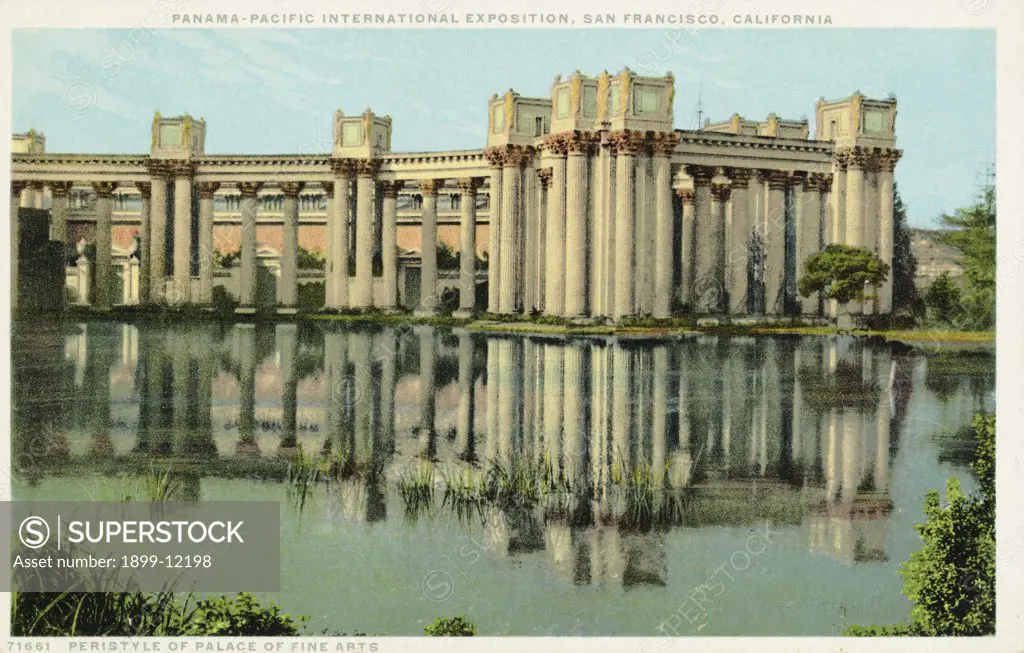 Peristyle of Palace of Fine Arts Postcard. ca. 1915-1930, This image is from the Panama-Pacific International Exposition in San Francisco, California in 1915. 