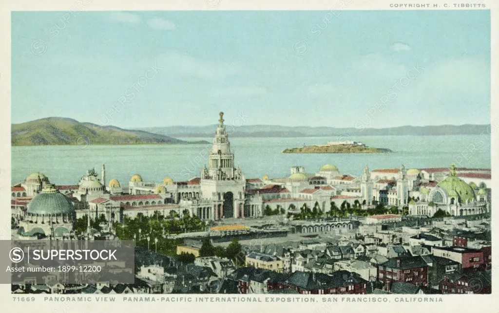 Panoramic View, Panama-Pacific International Exposition, San Francisco, California Postcard. ca. 1915-1930, Panoramic View, Panama-Pacific International Exposition, San Francisco, California Postcard 