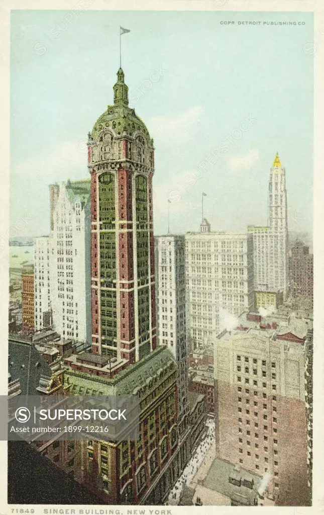 Singer Building, New York Postcard. ca. 1915-1930, Singer Building, New York Postcard 