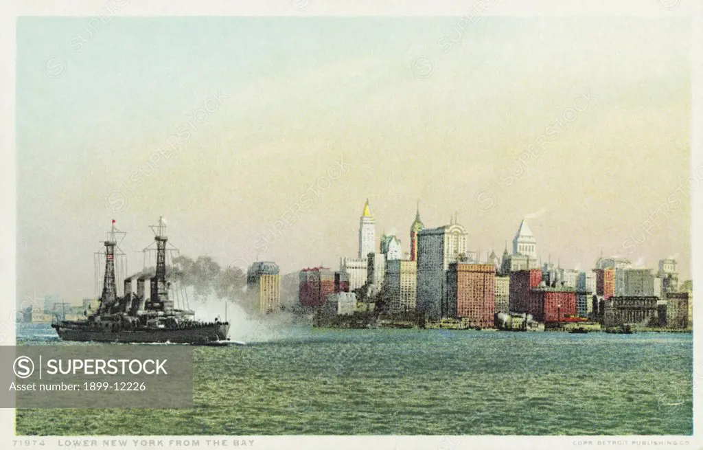 Lower New York from the Bay Postcard. ca. 1915-1930, Lower New York from the Bay Postcard 