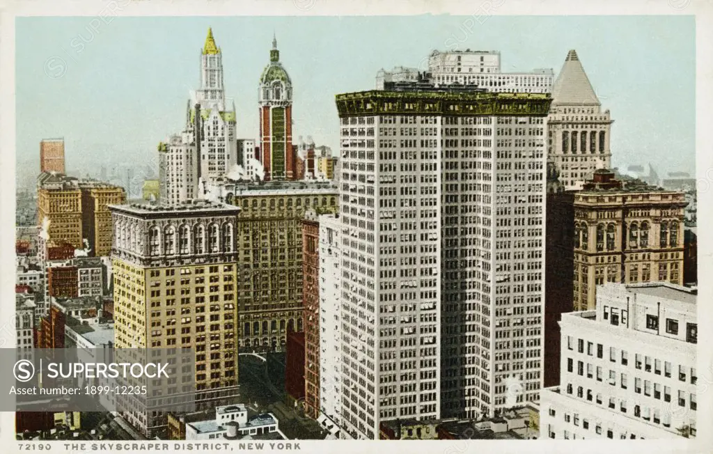 The Skyscraper District, New York Postcard. ca. 1905-1939, The Skyscraper District, New York Postcard 