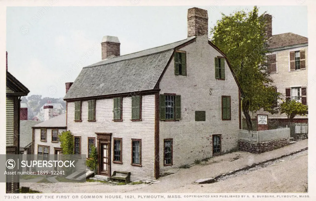 Site of the First or Common House, 1621, Plymouth, Mass. Postcard. ca. 1915-1930, Site of the First or Common House, 1621, Plymouth, Mass. Postcard 