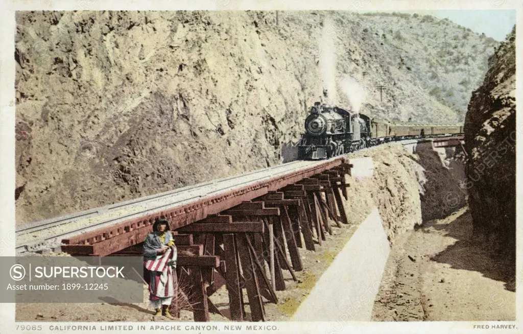 California Limited in Apache Canyon, New Mexico Postcard. ca. 1912, California Limited in Apache Canyon, New Mexico Postcard 