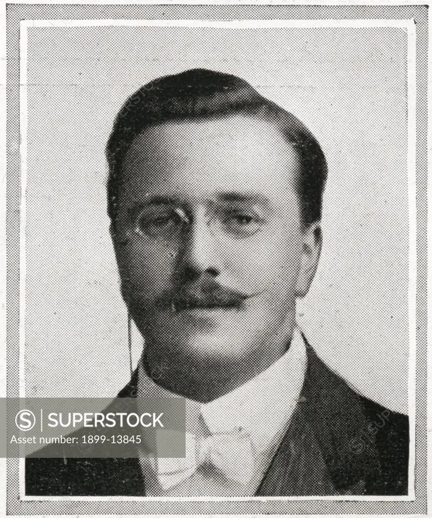 Mr J Wesley Woodward. Passengers on RMS Titanic. Photograph of Mr J Wesley Woodward, the cellist of the Titanic's band, which at first played merry tunes to keep up the passengers' courage and then finally played 'Nearer, my God, to Thee' as the vessel sank with them. They played on until the inrush of water swept over them. Titanic was built by Harland & Wolff in Belfast Ireland during 1910 - 1911 and later sank on April 15th, 1912 off the coast of New Foundland after striking an iceberg during