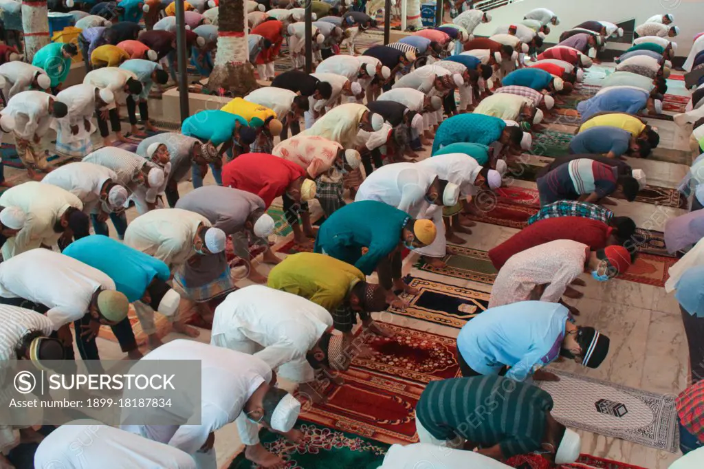 Muslims attend Jumma prayer during Ramadan at the ShahJalal Dargah Mosque. The country is also in lockdown to combat the second wave of the coronavirus pandemic. Sylhet, Bangladesh.