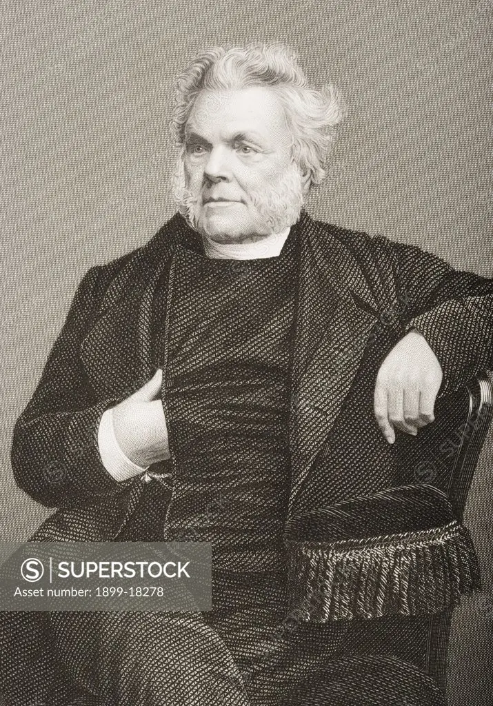John Angell James, 1785-1859. English congregationalist and Reverend of Birmingham. Engraved by D.J.Pound from a photograph byJ. Whitlock. From the book ""The Drawing-Room of Eminent Personages"" Volume 1. Published in London 1860