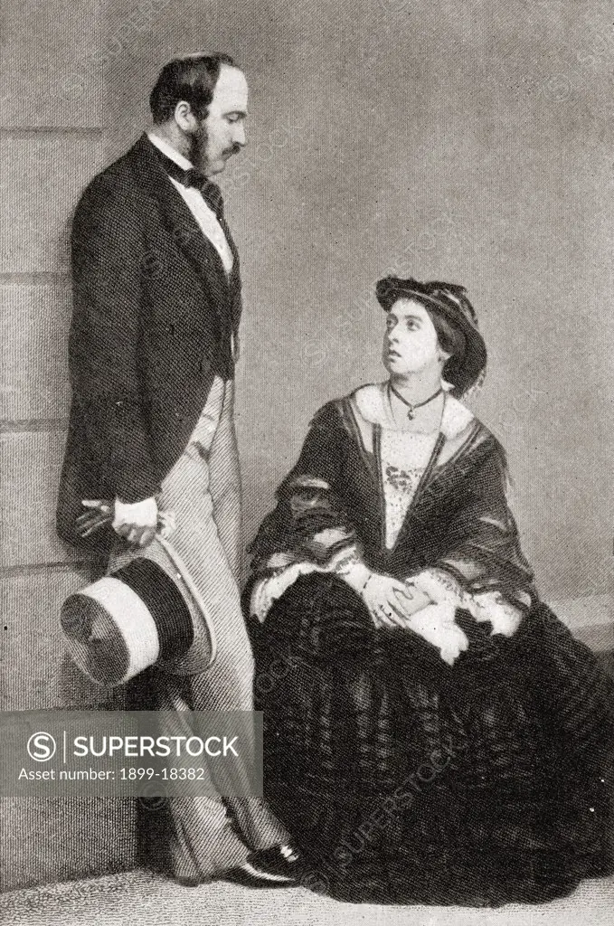 Queen Victoria, 1819-1901, with H.R.H. The Prince Consort, 1819-1861, in 1860. From the book ""V.R.I. Her Life and Empire"" by The Marquis of Lorne, K.T. now his grace The Duke of Argyll.