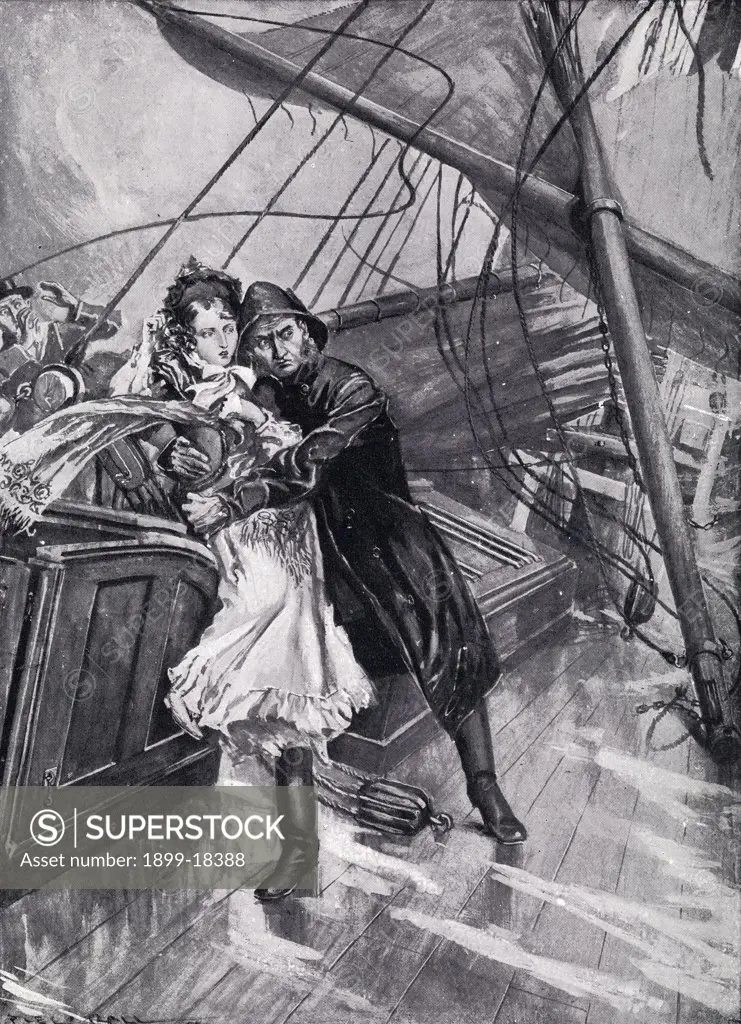 Princess Victoria saved from a falling mast by the pilot of the yacht ""Emerald"" in 1833. From the book ""V.R.I. Her Life and Empire"" by The Marquis of Lorne, K.T. now his grace The Duke of Argyll.
