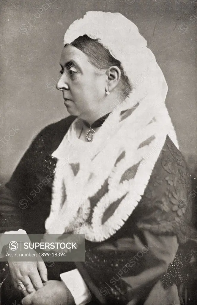 Queen Victoria, 1819-1901, at the age of sixty six. From the book ""V.R.I. Her Life and Empire"" by The Marquis of Lorne, K.T. now his grace The Duke of Argyll.