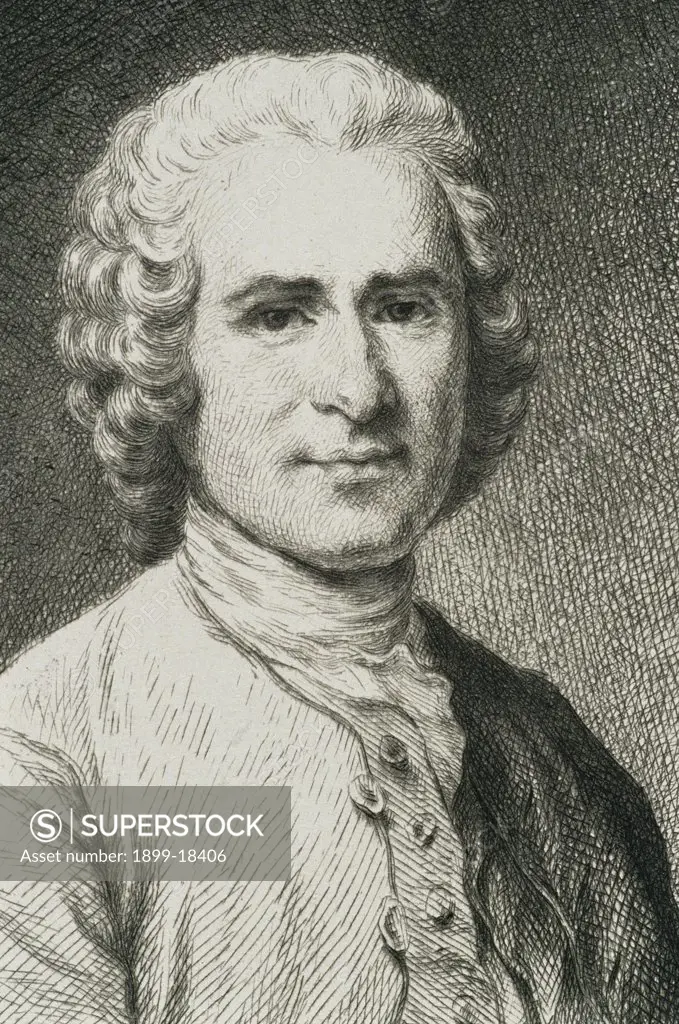 Jean Jacques Rousseau 1712 to 1778 Swiss philosopher from 19th century engraving
