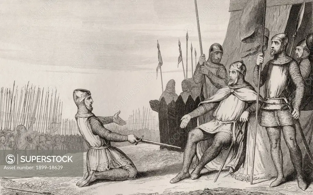 Henri I 1008 to 1060 pardons his brother Robert Le Vieux from Histoire de France by Colart published circa 1840