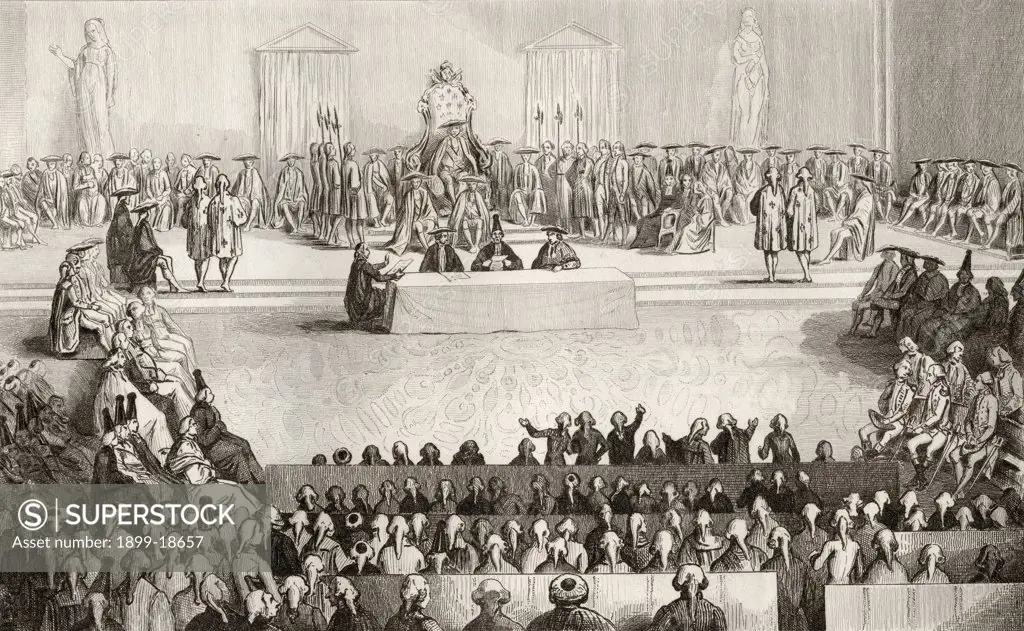 The National Assembly during the reign of Louis XVI 1754 to 1793 from Histoire de France by Colart published circa 1840