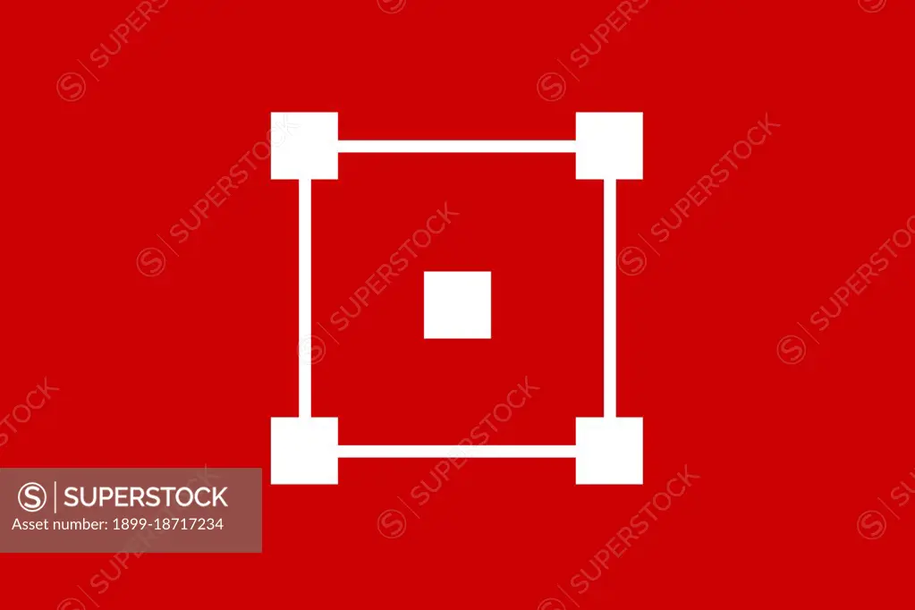 Flag of the short-lived Cambodian Pro-Tokyo puppet state established between March and October 1945 during the Japanese occupation of Indochina. Five white squares in and around a white frame against a red field. The five white squares represent the quincunx at Angkor Wat.
