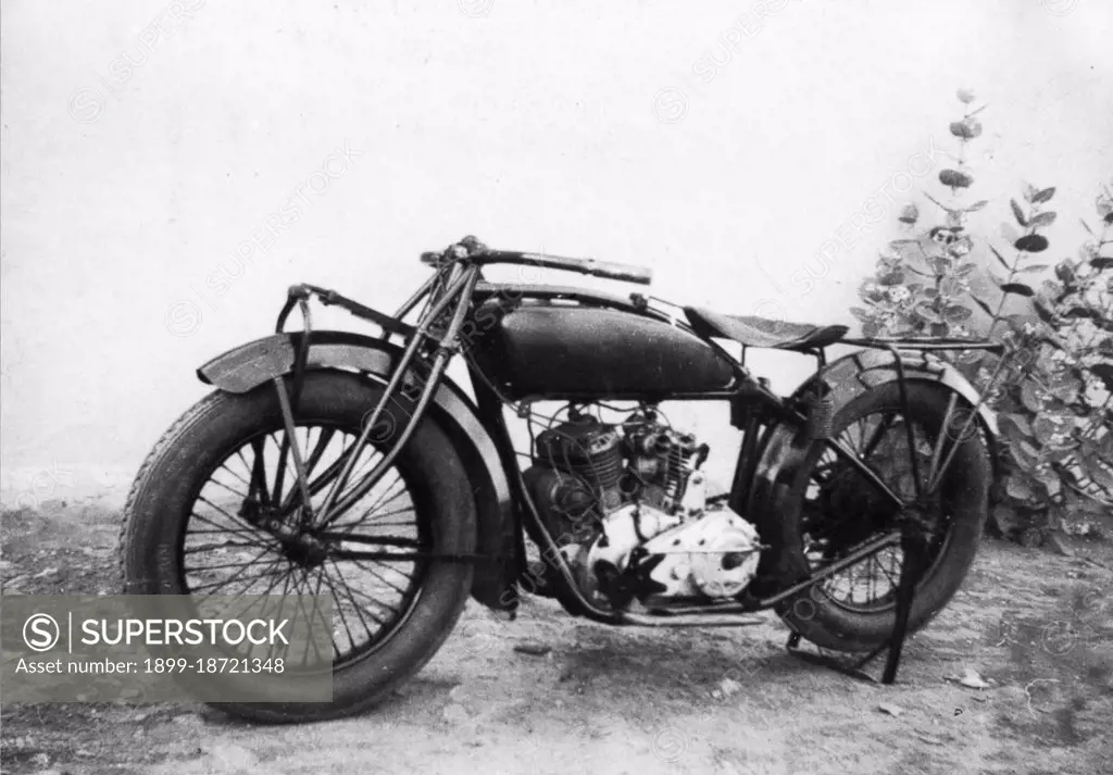 Photo of Indian Scout Motorcycle circa 1931.