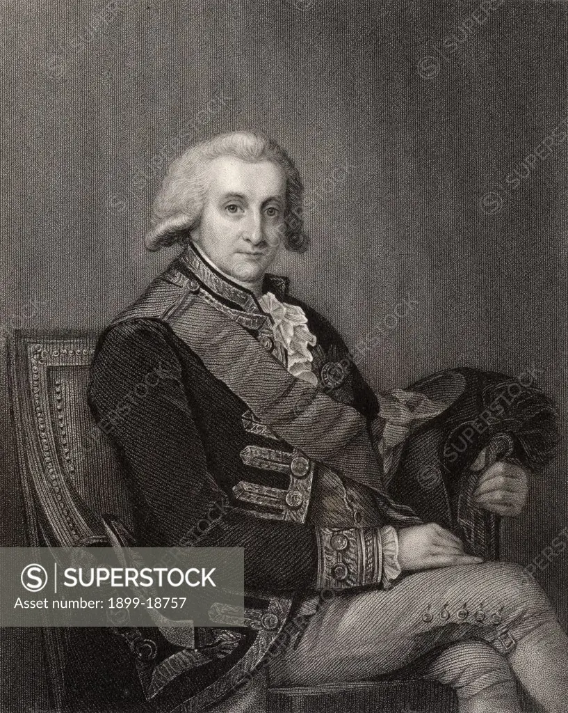 Admiral George Brydges Rodney 1st Baron Rodney of Stoke Rodney 1718 to 1792 English admiral Engraved by J Cochran after Monnoyer From the book National Portrait Gallery volume V published c 1835
