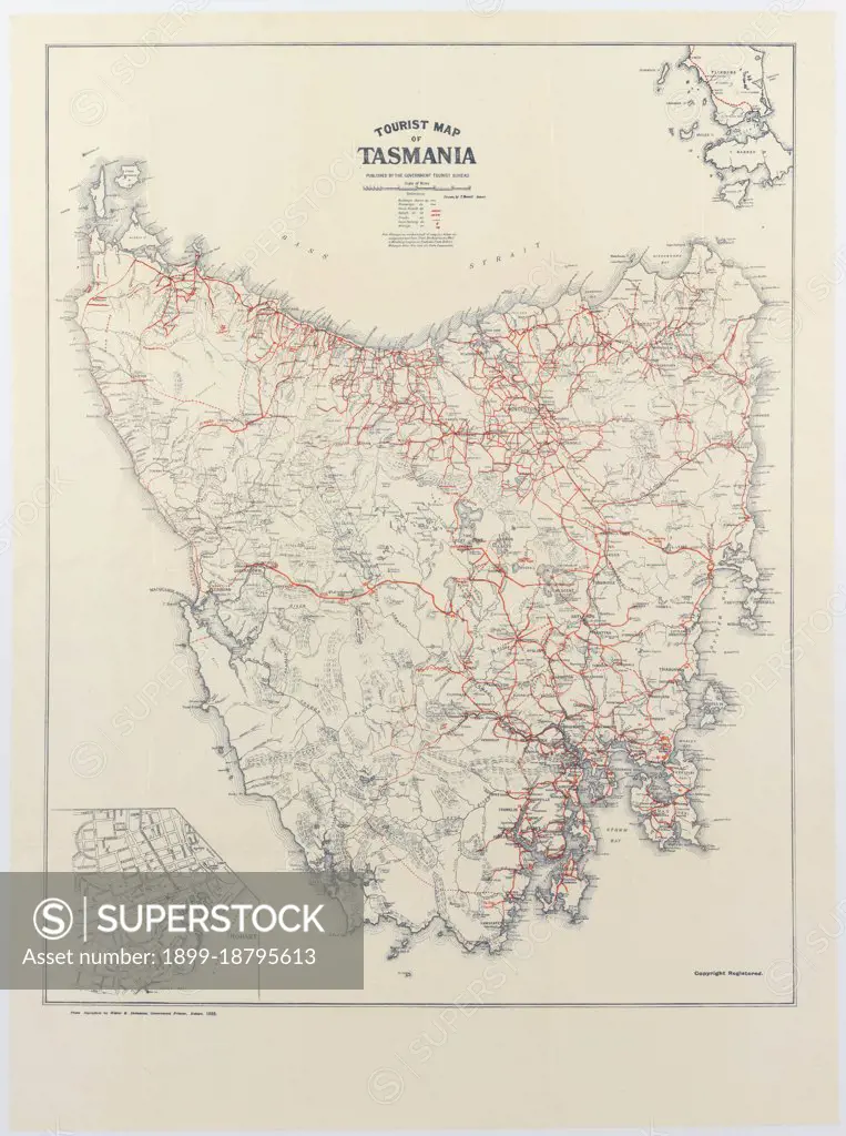  Tourist map of Tasmania ca. 1932 - - Mandatory Photo Credit: TAHO. 