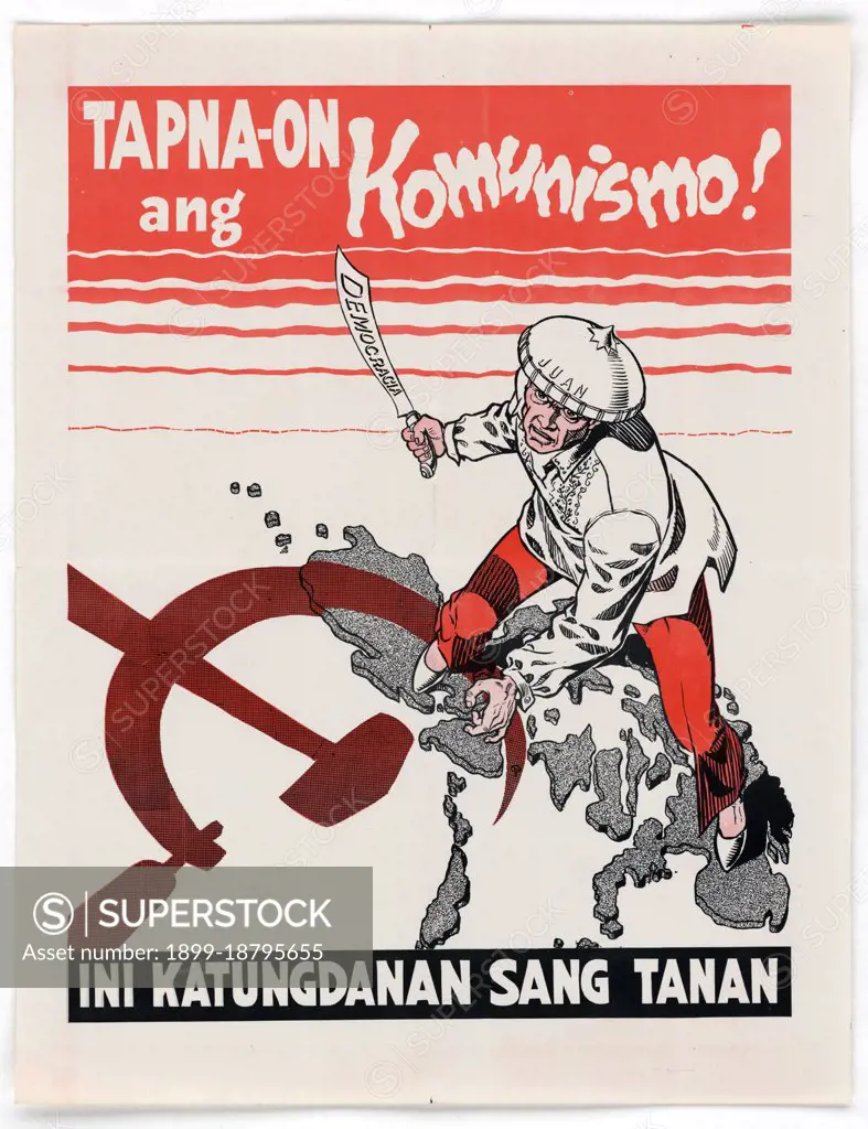 8/13/1951 - U.S. Propaganda Posters in 1950s Asia - 8/13/1951 - U.S. Propaganda Posters in 1950s Asia - Stop Communism (written in Hiligaynon) . 