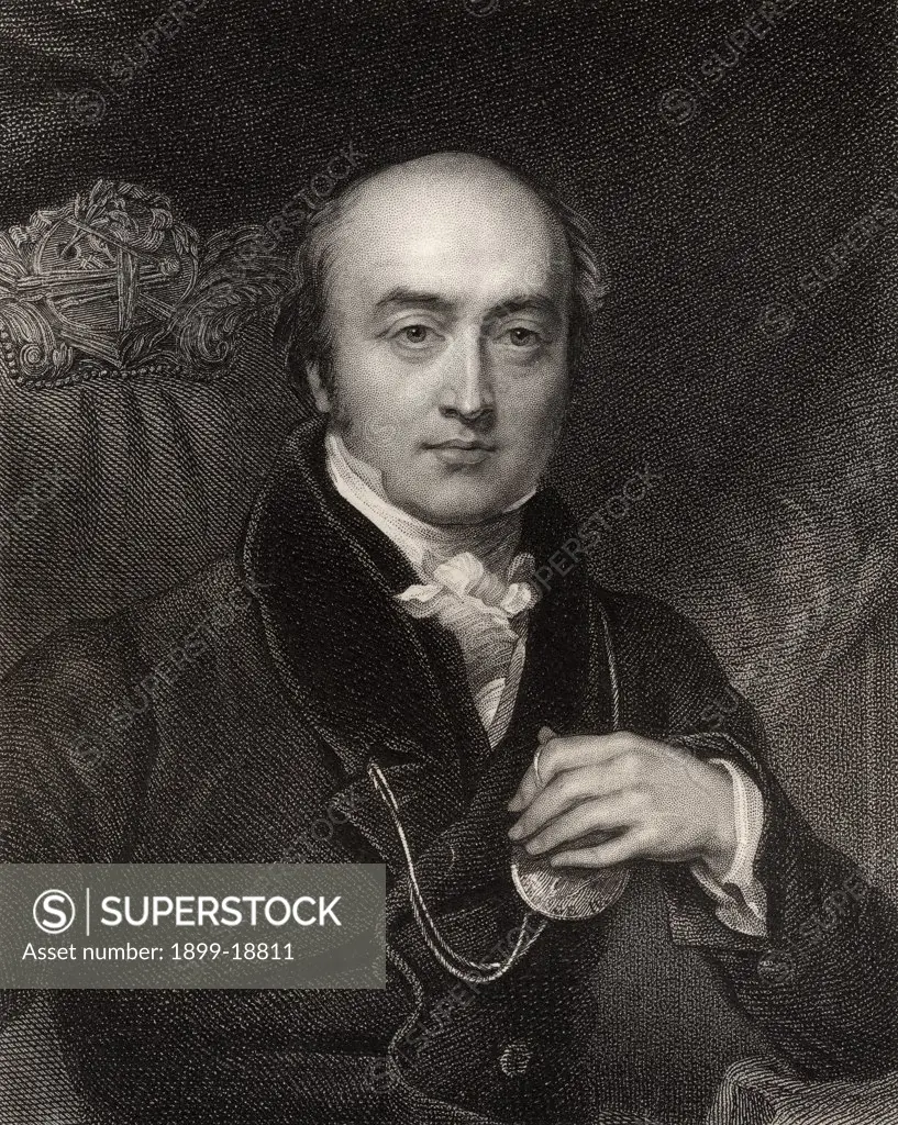 Sir Thomas Lawrence 1769 to 1830 English portrait painter collector and President of the Royal Academy Engraved by J Thomson after Charles Landseer From the book National Portrait Gallery volume III published c 1835