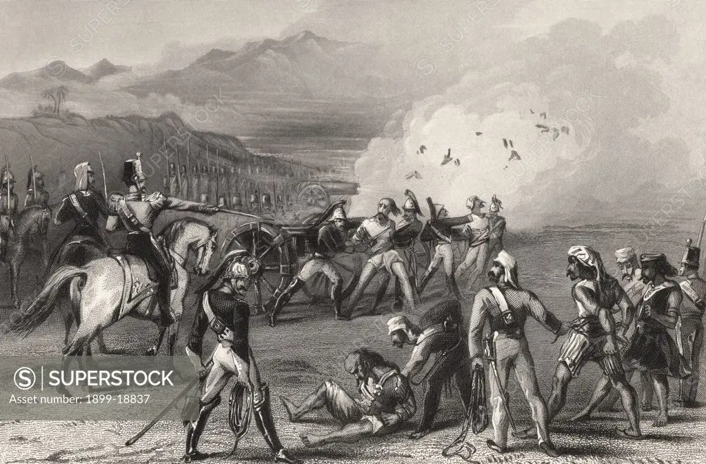 Blowing mutinous Sepoys from the guns From The History of the Indian Mutiny published 1858