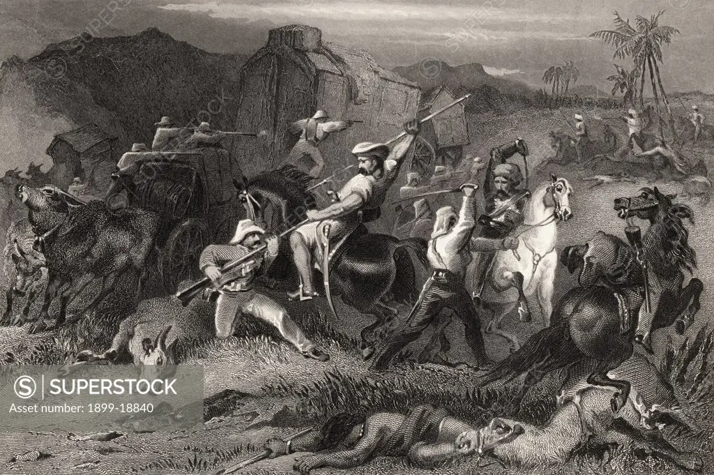 Night sortie and attack on baggage waggons From The History of the Indian Mutiny published 1858