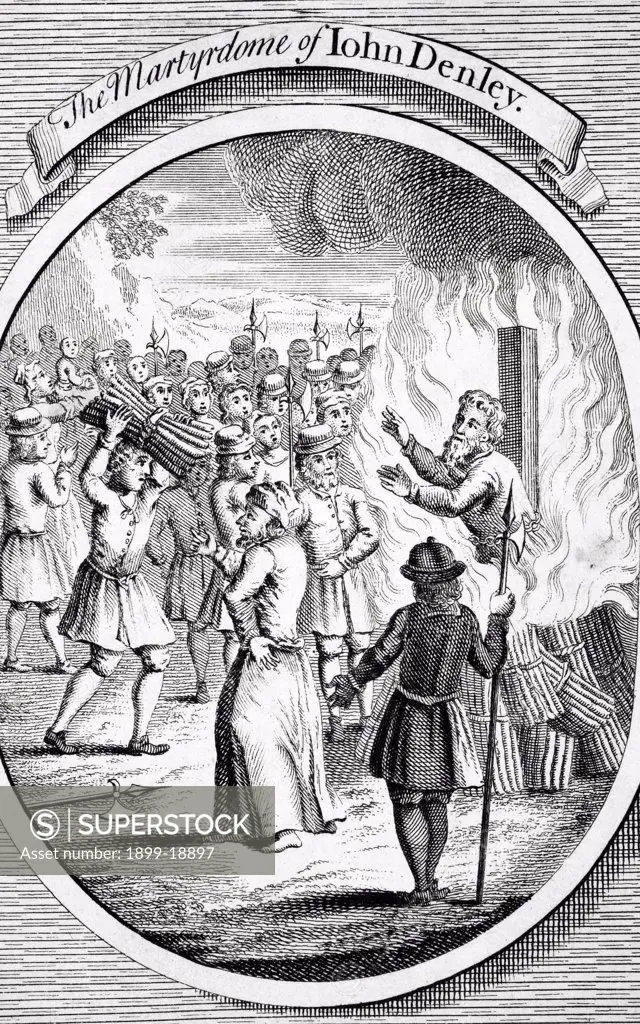 The martyrdom of John Denley at Uxbridge in 1555 from The Burning of the Martyrs 1741