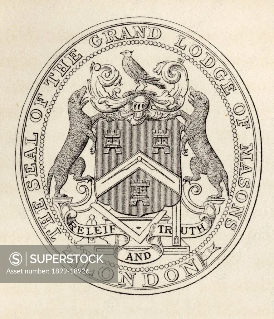 Masonic Seal Grand Lodge of England before 1813 from the book The History of Freemasonry Volume II Published by Thomas C. Jack London 1883