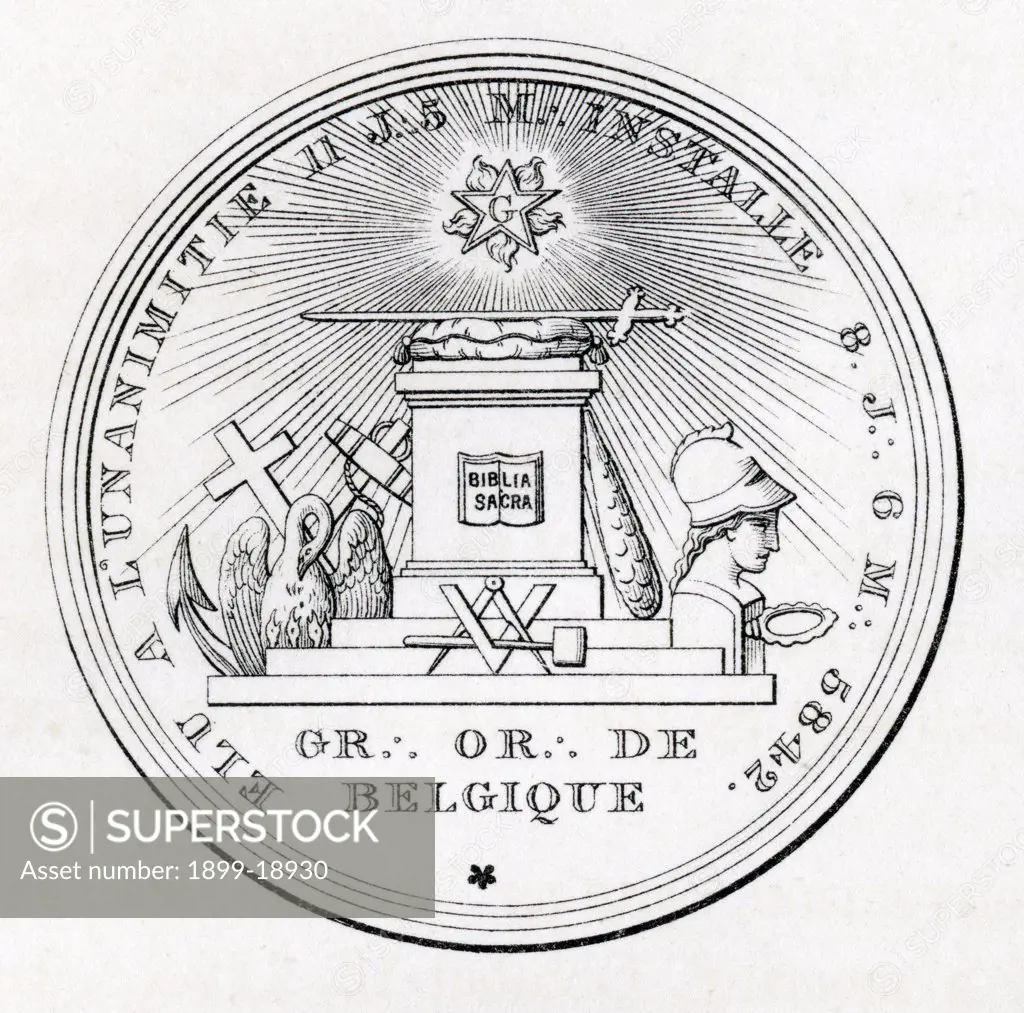 Masonic Seal Engraving from the book The History of Freemasonry Volume III Published by Thomas C. Jack London 1883
