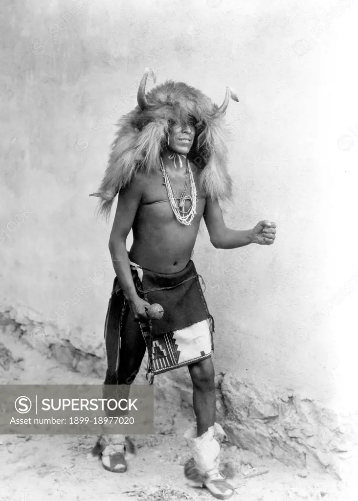 Edward S. Curtis Native American Indians - Sia buffalo dancer. Full-length, standing, facing right ca. 1926. 