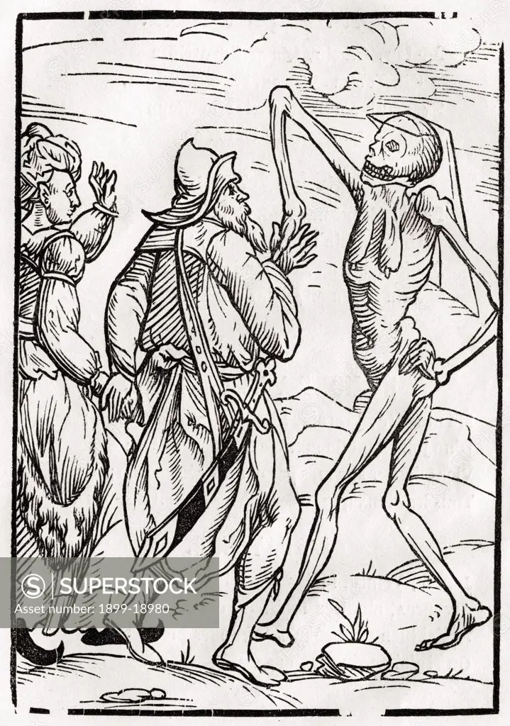 Death comes for the Unbelieving Husband From Der Todten Tanz or The Dance of Death published Basel 1843