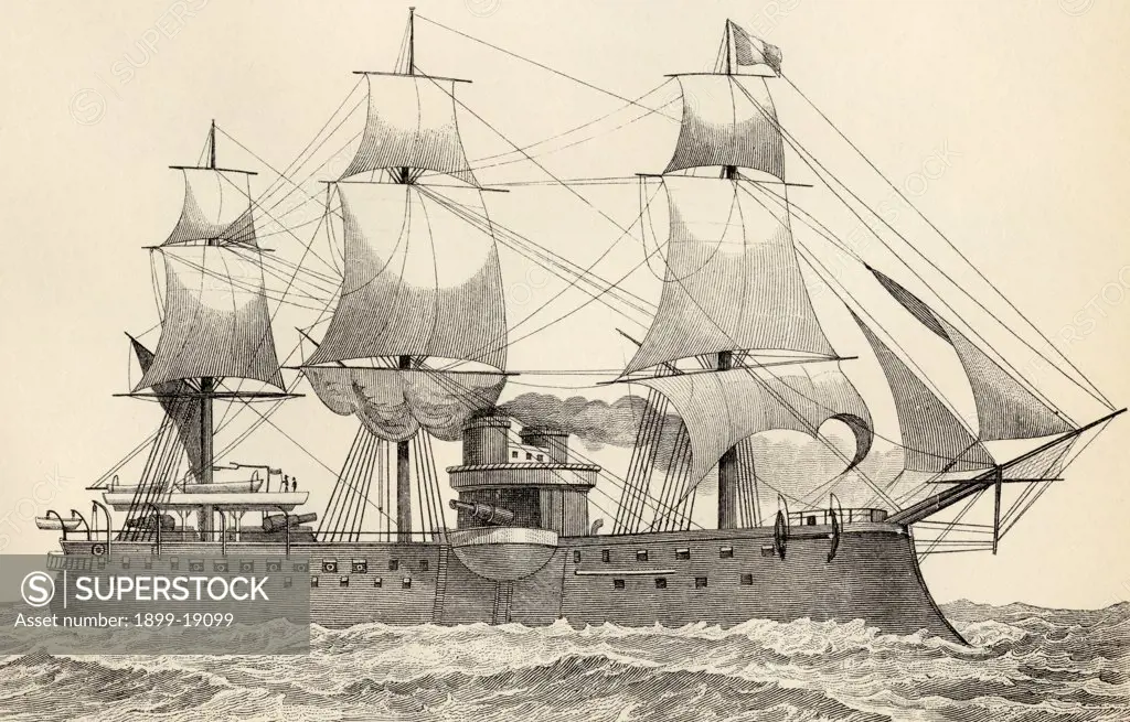Amiral Duperre 11,100 ton battleship of French navy launched 1879 From The National Encyclopaedia published by William Mackenzie London late 19th century