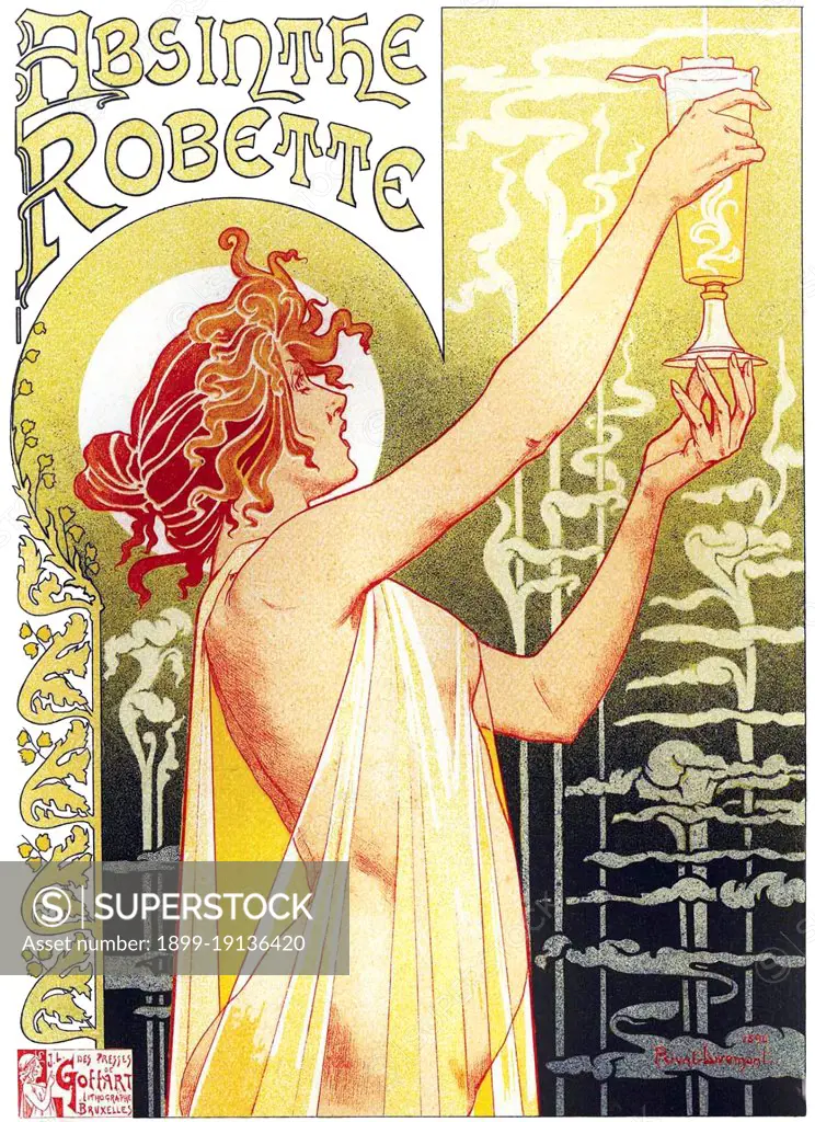 Belgium: Art Nouveau advertising poster for Absinthe Robette, lithograph, Henri Privat-Livemont, 1896