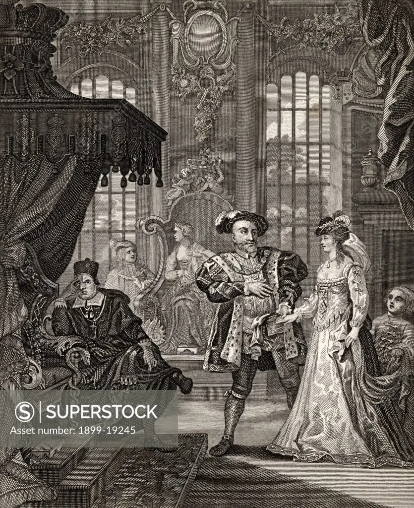 Henry the Eighth and Anna Boleyne Engraved by T Cooke after Hogarth from The Works of Hogarth published London 1833 