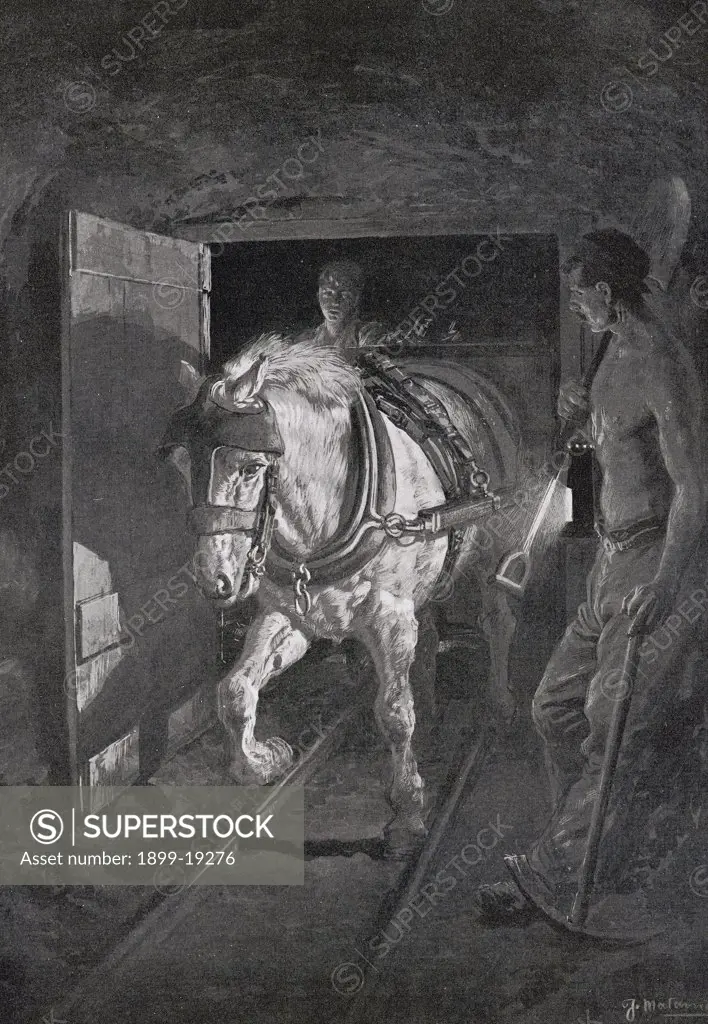 The Coal Strike Scene in a coal mine From the book The Year 1912 illustrated published London 1913
