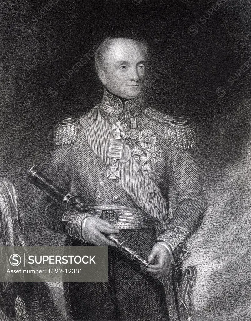 Sir Rowland Hill 1st Viscount Hill of Hawkestone and Hardwicke Baron Hill of Almarez 1772 to 1842 British General Engraved by W H Mote after W H Pickersgill From the book The National Portrait Gallery Volume IV published c1820