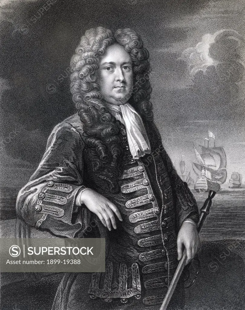 Sir George Rooke 1650 to 1709 English naval commander and admiral Engraved by W Holl From the book The National Portrait Gallery Volume IV published c1820