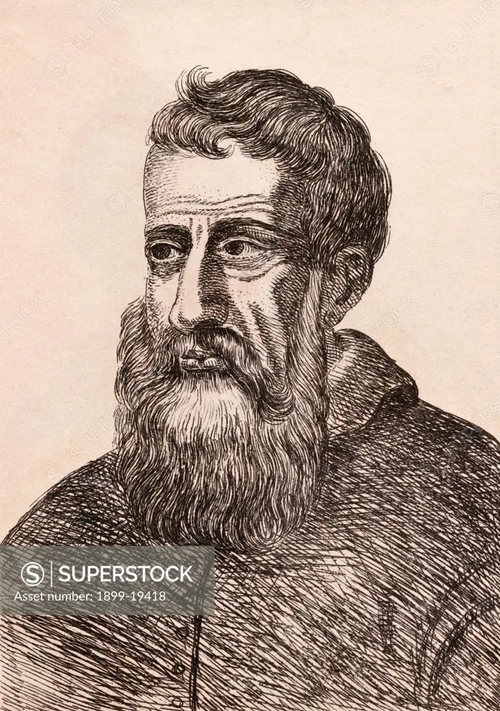 Tintoretto 1518 - 1594 Venetian artist From 75 Portraits Of Celebrated Painters From Authentic Originals etched by James Girtin Published London 1817 