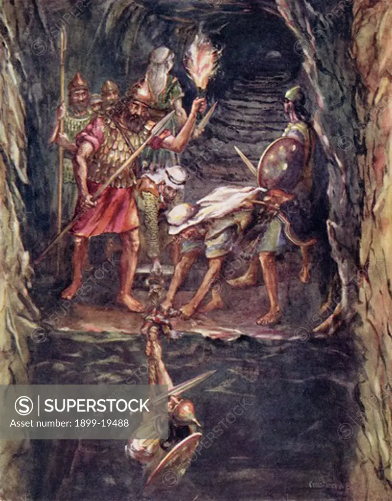 The Storming of Jerusalem Joabs Forlorn Hope in the Watershaft Illustration by Constance N Baikie from the book The Ancient East and its Story by James Baikie published c.1920