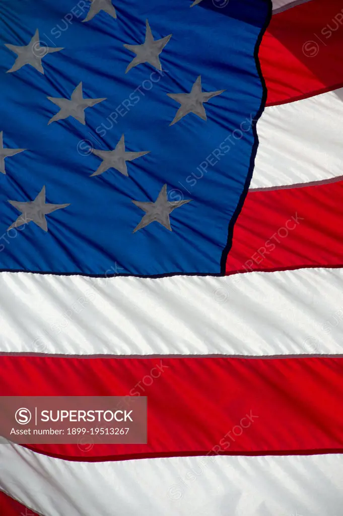 Extreme close up of a waving U.S. Flag (United States flag close up)